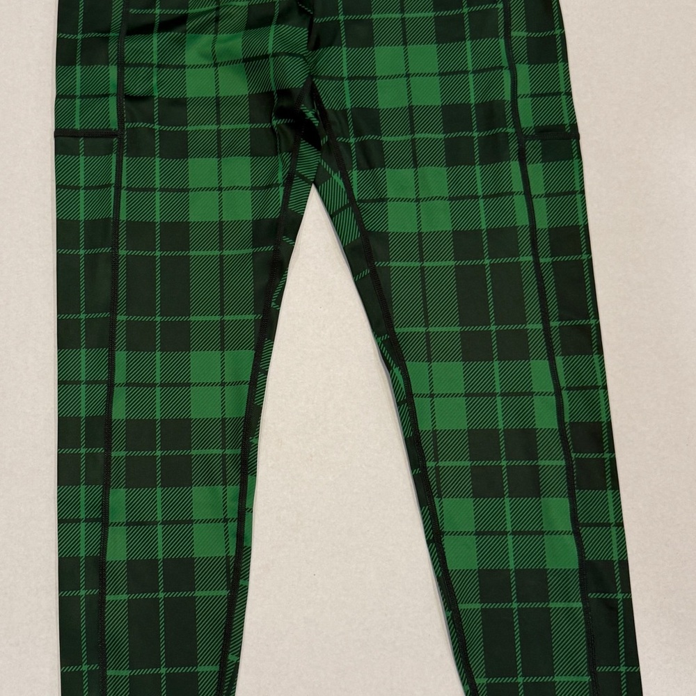 CVG Constantly Varied Gear Green Plaid Leggings - medium long